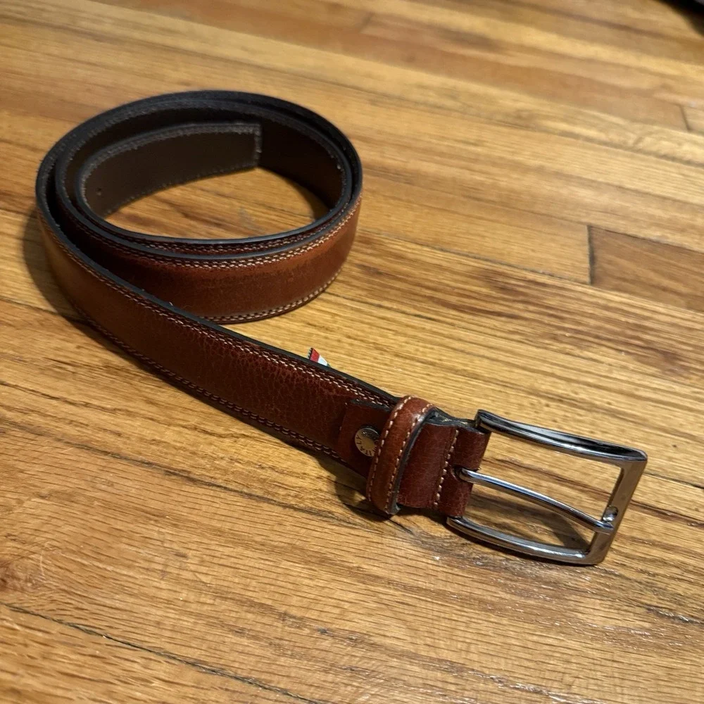 ALTA MODA Patina Tan Italian‎ Leather Belt 42